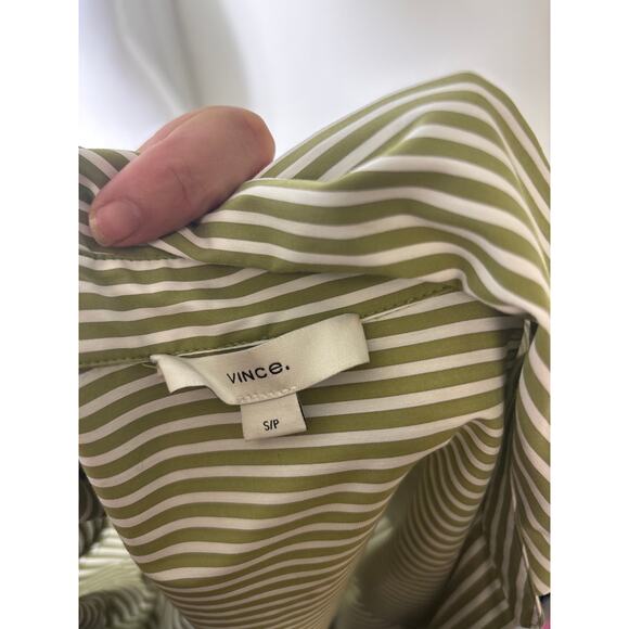 Vince Green and White Striped Wrap Dress Size Small - Picture 5 of 5